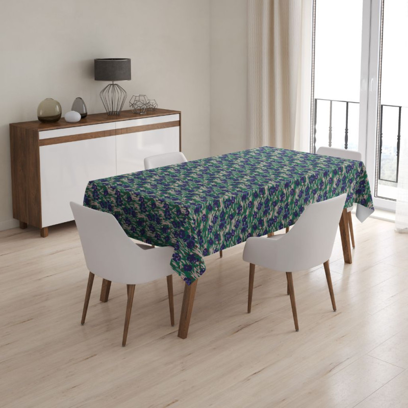 Printed Acryl Coated Cotton AMAYA Green / Blue